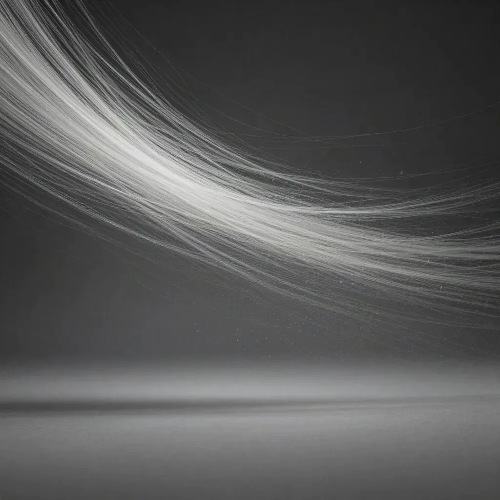 Silver filaments converge into a soft white bloom in graphite haze with drifting motes.